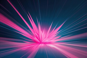 Dreamy Abstract Background with Pink Gradient Burst and Luminous Motion Effects in Dark Blue
