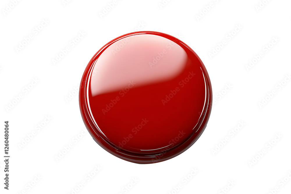 Aufkleber shiny red push button isolated on transparent background png.