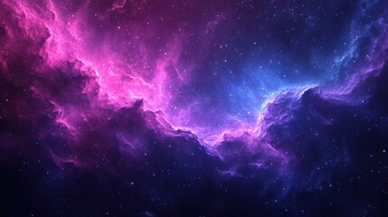 Obraz premium Abstract space background with deep space nebulae in vibrant purples and blues, highlighting the mystery of the universe. Ideal for science fiction and astronomical projects.