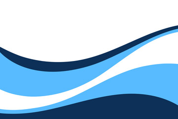 Simple abstract blue sea waves. Modern minimalistic water background, flat design, vector. Graphic illustration of the bending of dynamic, organic, wavy movements of shapes, hand-drawn