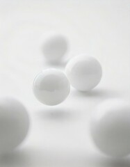Clear water drops floating on a white background. Soft and transparent cosmetic background material.