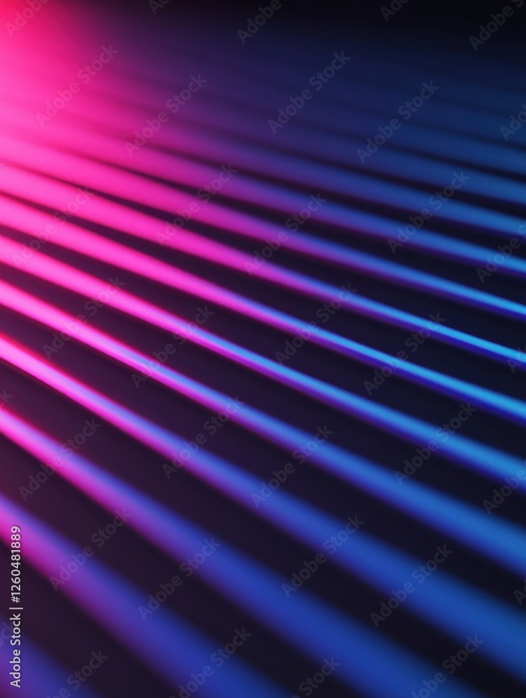 Aufkleber close-up view of a circuit board with neon gradient lines in blue and pink on a dark background