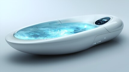 Modern oval spa tub, futuristic design, isolated background. Possible use Stock photo for interior design magazines