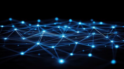 Abstract network connection structure with glowing nodes on dark background