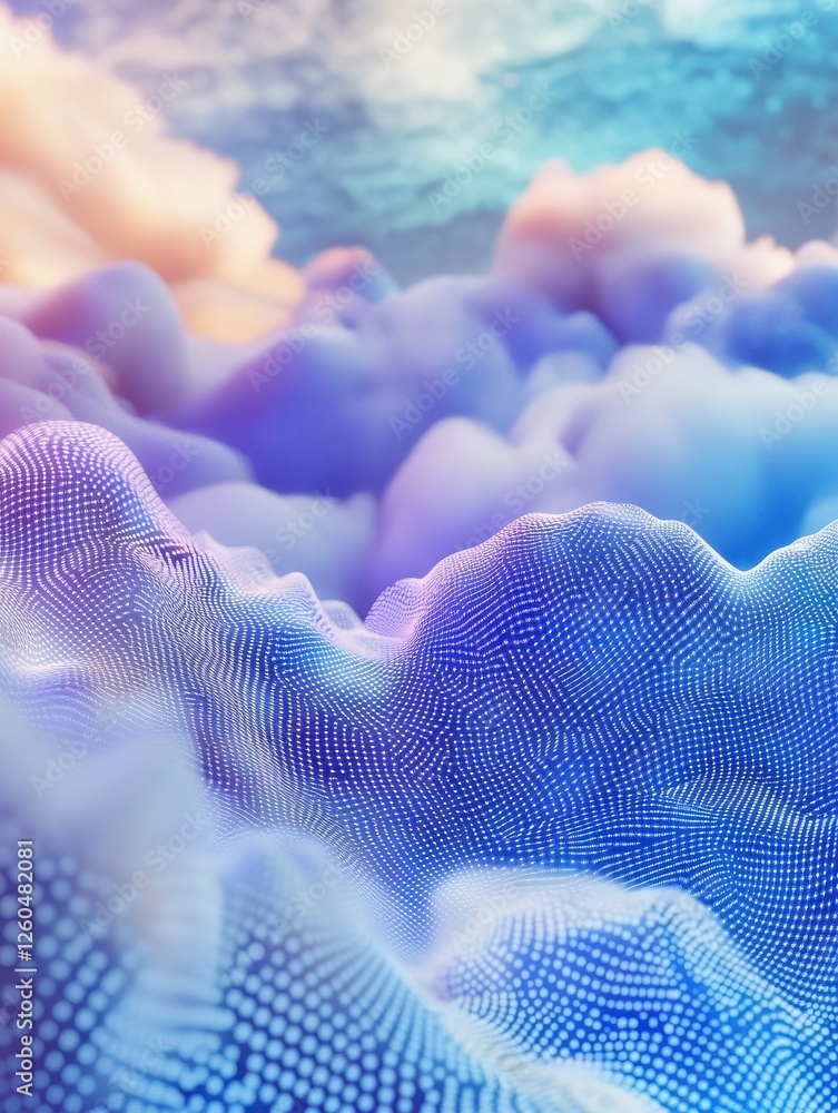 Poster big data transfer concepts in internet. abstract virtual stream. flowing digital code. storage cloud