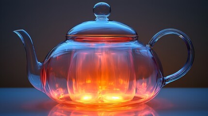 Glass Teapot with Internal Flames, Studio Lighting