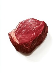 Obraz premium Raw beef steak on a white isolated background.