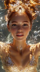 Obraz premium A Masterpiece, Realism, 4k, A 3D cartoon cute synchronized swimmer performing a graceful routine in a sparkling pool 