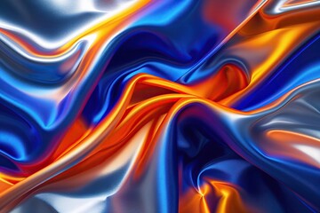 Fototapeta premium Vibrant Orange Royal Blue and Silver Gradient Background with Dynamic Effects