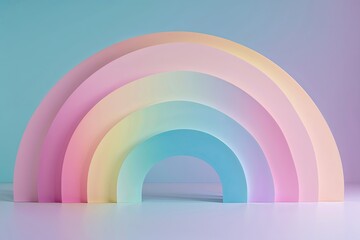 Pastel Gradient Banner Design Featuring Soft Rainbow Hues in Light Cyan and Blush Pink