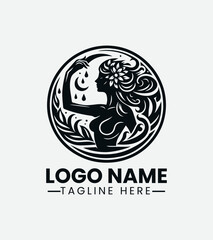 Nymph Logo Design, Mythical Creature Logo, Fantasy Character Logo