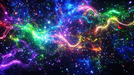 Obraz premium colorful cosmic nebula vibrant galaxy background