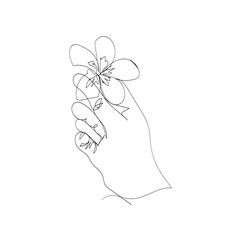 continuous line  drawing icon doodle hand holding flowers