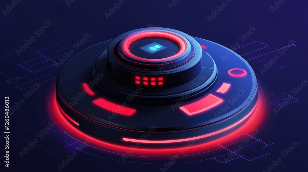 Poster futuristic interface with glowing elements and technology background