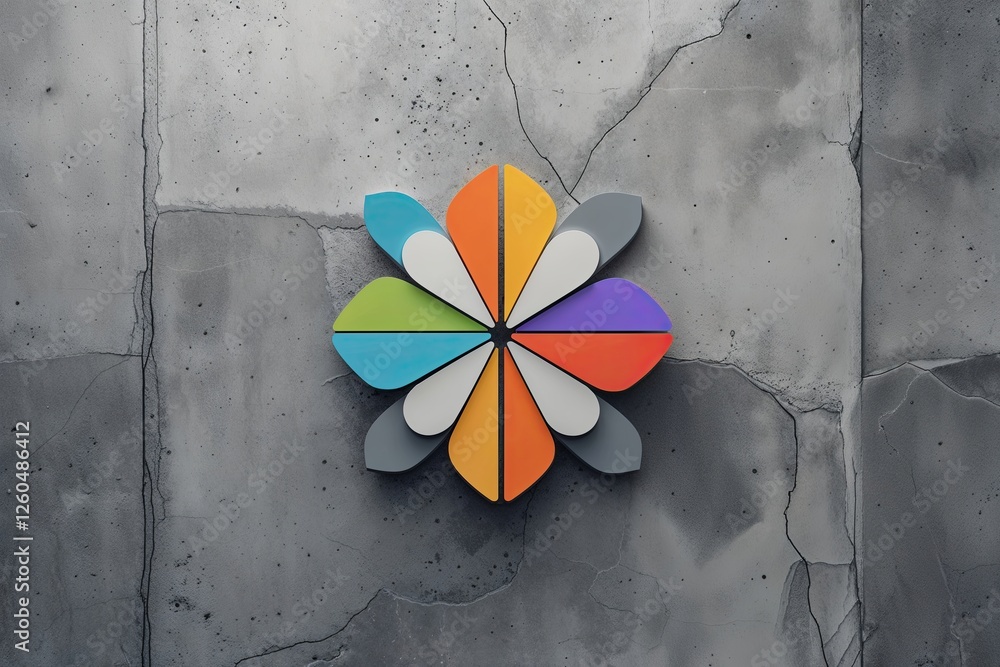 Poster sharepoint app crest design on concrete gray canvas featuring minimalist style and 3d visualization