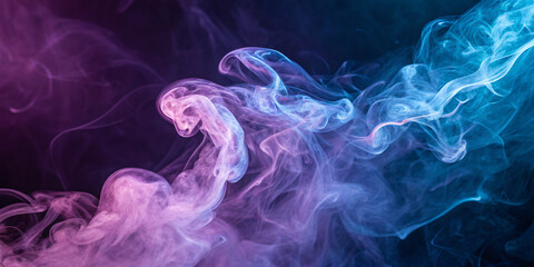 Fototapeta premium Ethereal abstract smoke swirling with gradient hues of purple and blue, creating a mystical and dreamy background