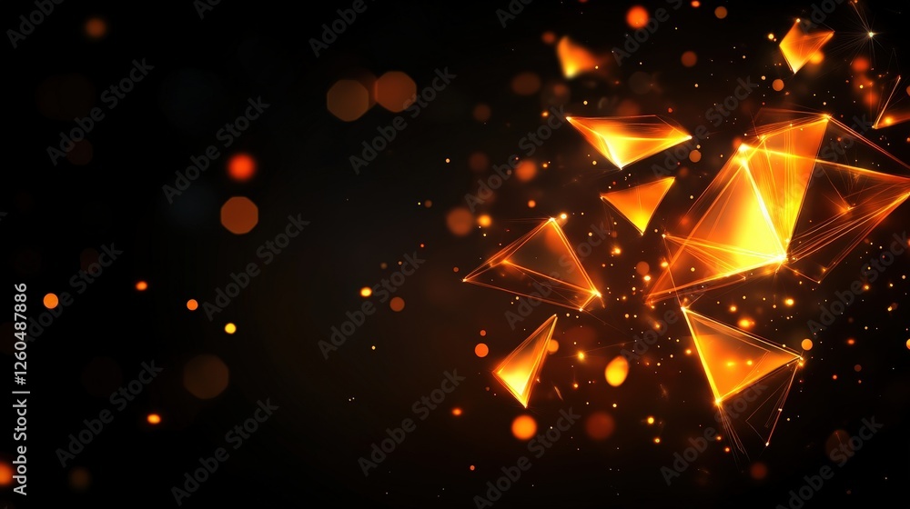 Aufkleber dynamic abstract background featuring glowing orange geometric shapes and soft bokeh lights. perfect