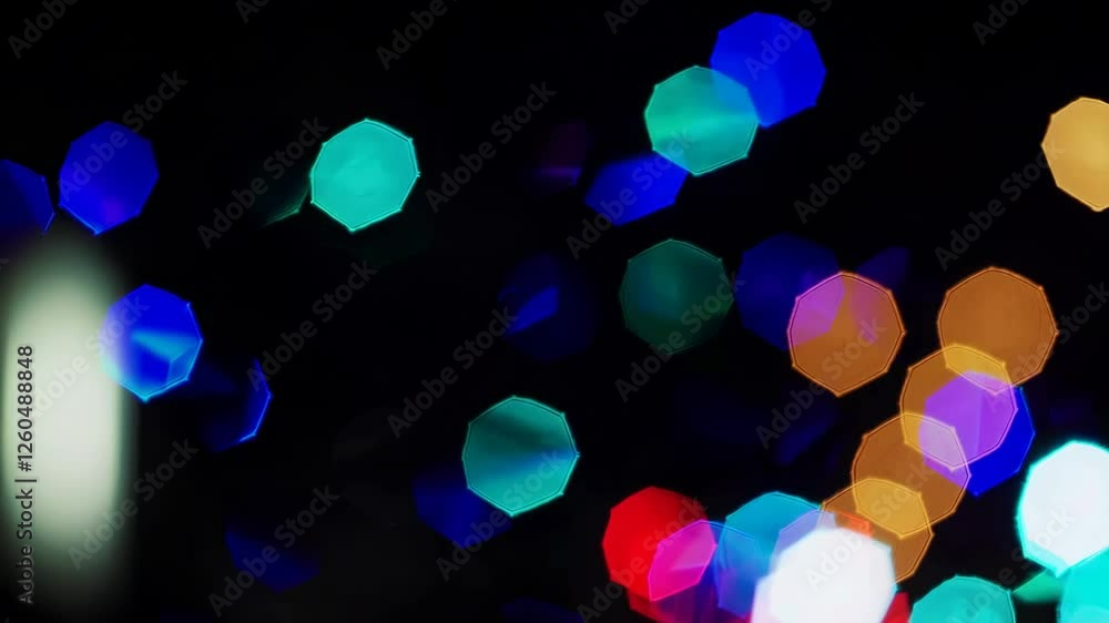 Poster colorful blurred bokeh lights in abstract pattern, vibrant and festive mood. night city light concep