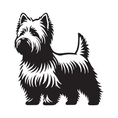 Simplistic White Terrier silhouette with sharp and elegant features - White Terrier illustration - minimal White Terrier vector - dog silhouette
