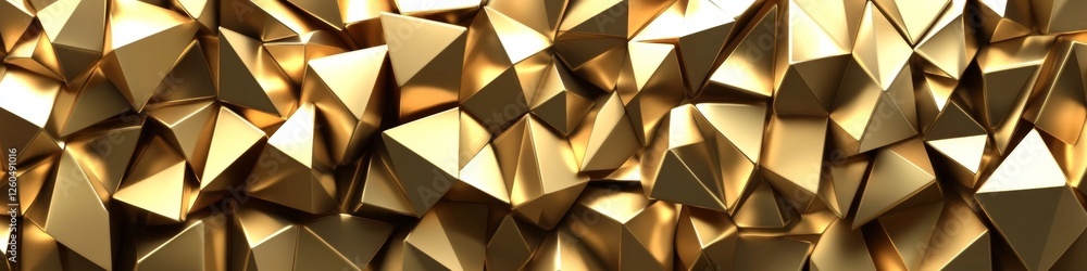 Poster golden geometry a seamless pattern of metallic triangles, sharp edges and light reflections