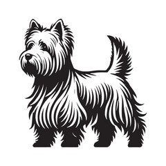 Bold White Terrier silhouette featuring a sharp and strong stance - White Terrier illustration - minimal White Terrier vector - dog silhouette
