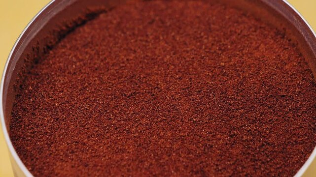 Instant chicory. Roasted crushed chicory root powder. High quality 4k footage