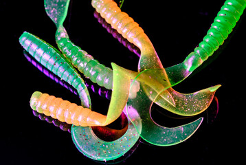 Verschiedene bunte Angelköder aus Gummi,Twister
