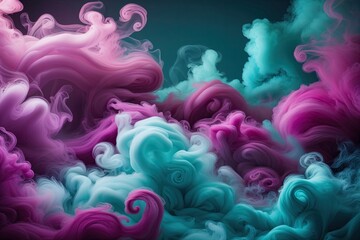 Obraz premium Enchanting Swirls of Steam and Vapor in Dreamy Magenta Teal and Cerulean Hues