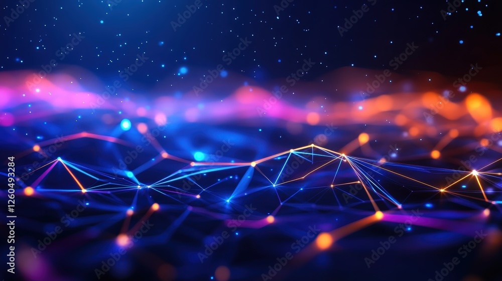 Aufkleber abstract representation of a digital landscape showcasing vibrant colors and intricate network patte