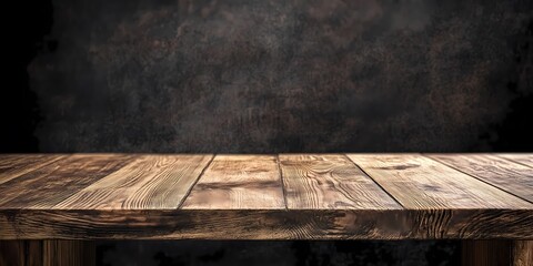 Empty wooden table in kitchen realistic mockup