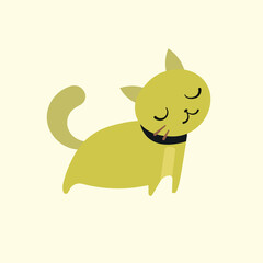 Vector a sticker template of cat cartoon character