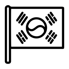 Line art illustration of the flag of South Korea. Symbolizes South Korea, Korean culture, history, independence, and identity. Perfect for travel, culture, history, and patriotism concepts