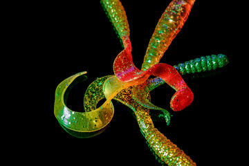 Verschiedene bunte Angelköder aus Gummi,Twister
