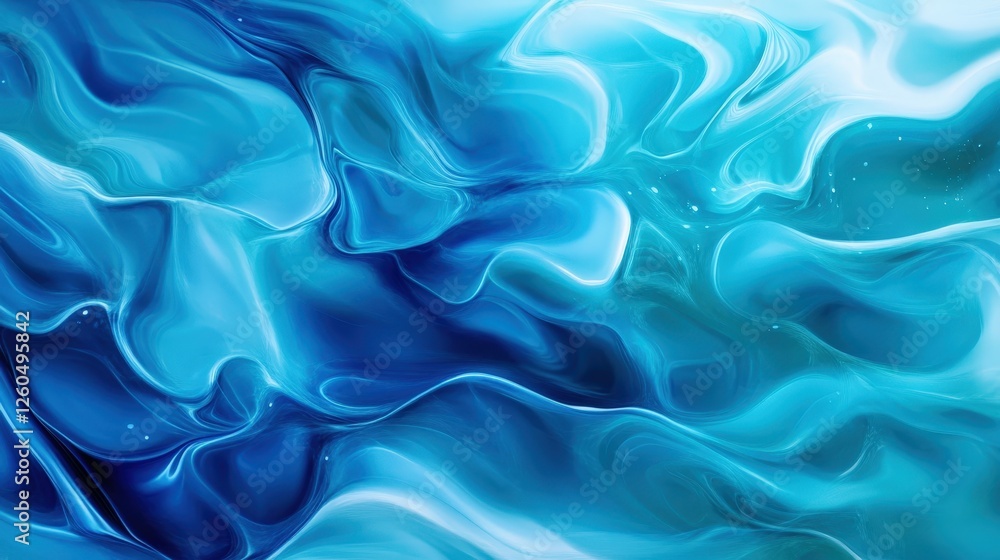 Poster this stunning abstract image features smooth waves of blue tones, creating a calming and serene atmo