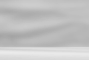 Empty gray room studio with shadow on wall and floor for product presentation. Sunlight and shadow concept. Minimal summer backdrop design. Cosmetic, beauty and fashion showroom mock up.