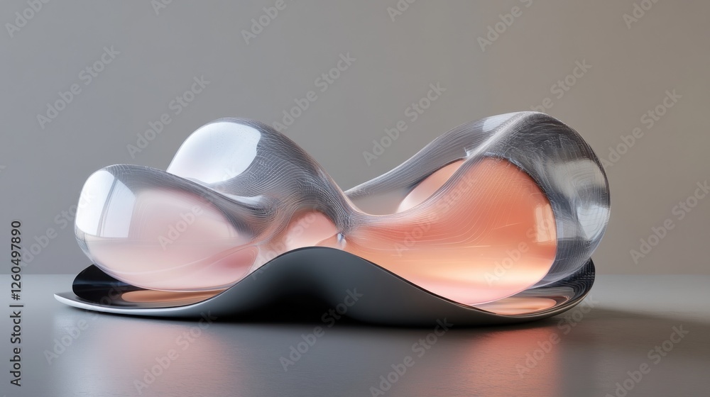 Poster abstract metallic sculpture with gradient light and smooth reflections
