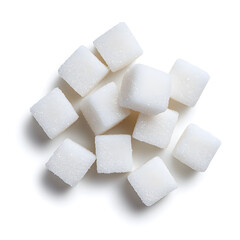 A few pieces of white sugar cubes, isolated on white background