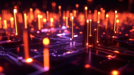 A mesmerizing digital landscape featuring glowing lines and vibrant colors, representing data flow and connectivity in a futuristic environment.