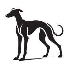 Minimalist Whippet silhouette featuring clean and elegant lines - Whippet illustration - minimal Whippet vector - dog silhouette
