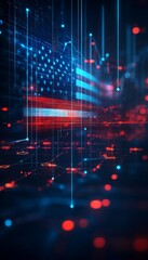 Obraz premium USA Rising Tech Powerhouse American Flag Symbolizing Cyber Supremacy in the Digital Age