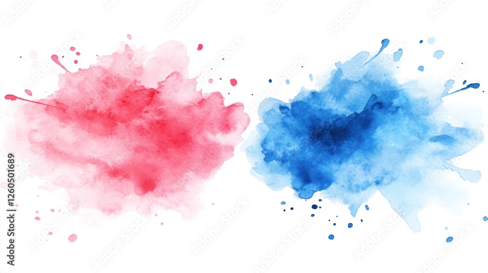 Poster watercolor splashes in contrasting colors creating a dynamic visual