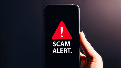 Stay Safe from Scams: Real-Time Alerts and Smartphone Protection, Warning and Security Concept.  Scams akert
