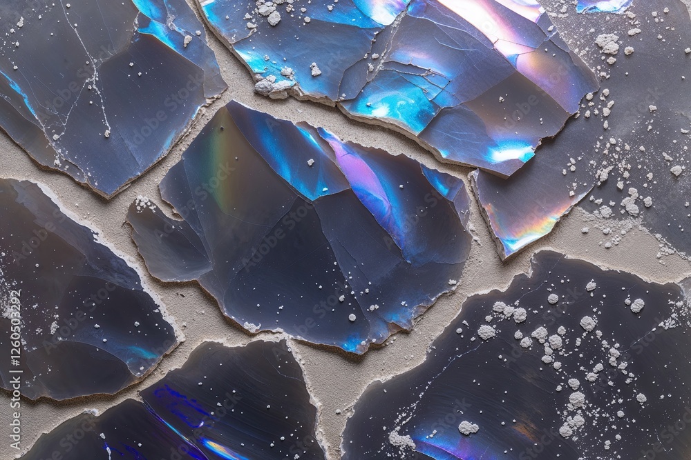 Poster iridescent onyx textured surface with tiny white dust speckles for shimmering background effect