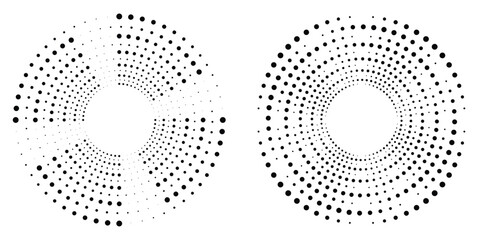 Halftone gradient. Dotted gradient, smooth dots spraying and halftones dot background seamless horizontal geometric pattern vector template set. modern vector ilustration