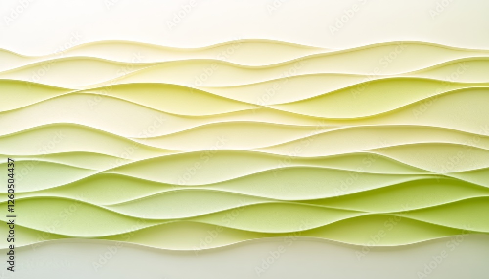 Aufkleber minimalist pale green 3d seamless wave pattern background in monochromatic color gradient
