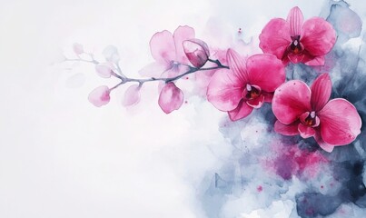 Serene Watercolor Orchids Cascade Evoking