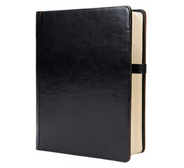 Naklejka premium Leatherbound journal with sleek black cover and blank pages