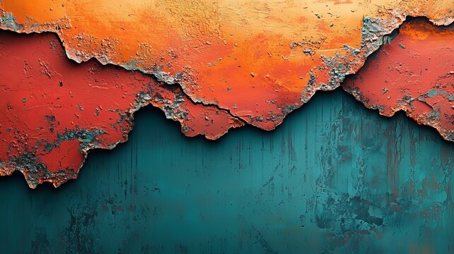 Vibrant Abstract Texture: Layered Rust and Teal Background with Warm Orange and Red Tones, Perfect for Modern Design and Creative Projects.