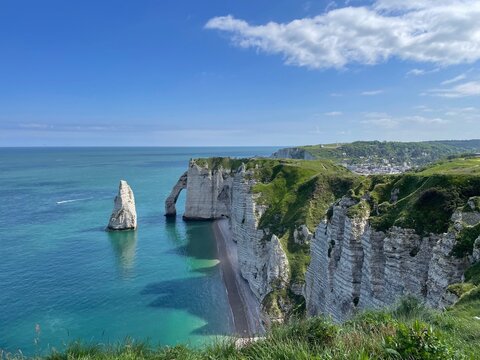 The cliffs of Etretat in spring. Normandy , France.