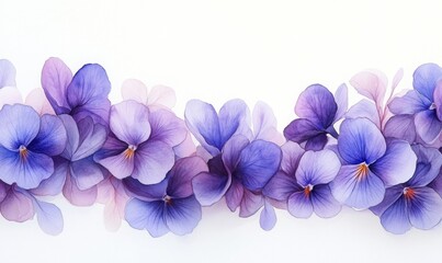 Serene watercolor violets, delicate purple hues peaceful floral arrangement